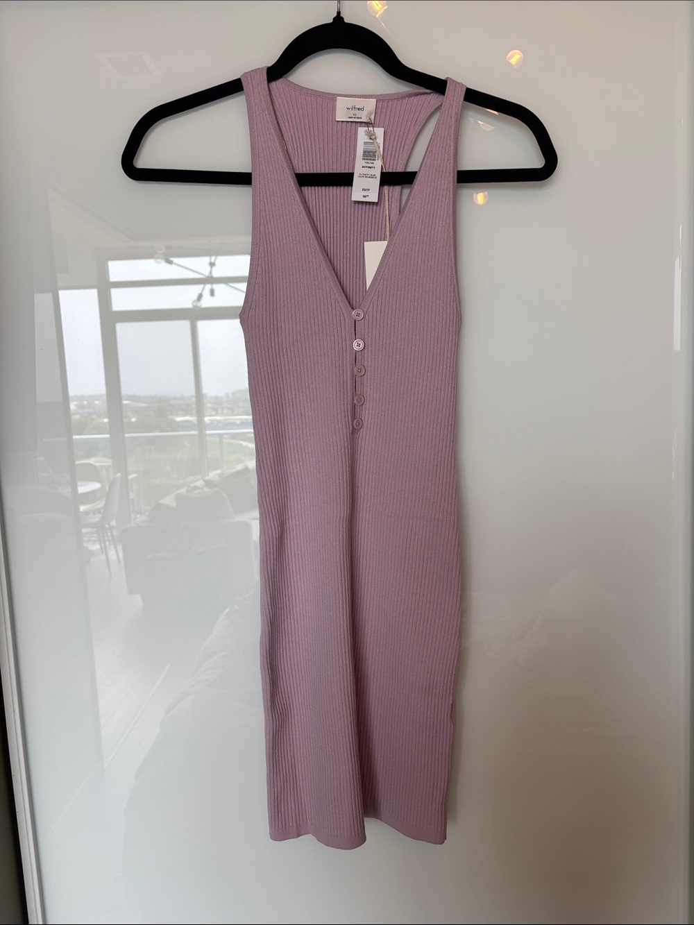 BNWT Aritzia Wilfred Dusty Lilac Ribbed dress